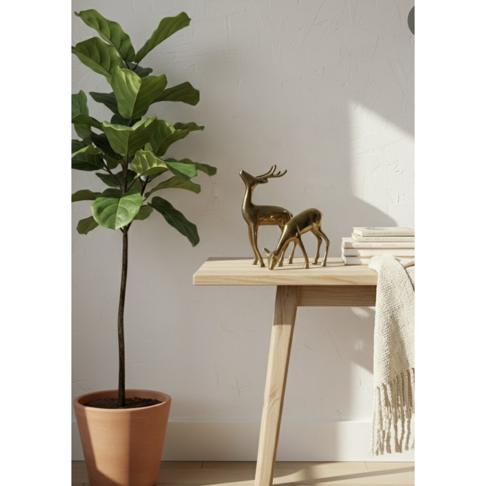 Vintage Brass Stylized‎ Deer Pair Figurines Stag & Doe MCM Collectible Decor